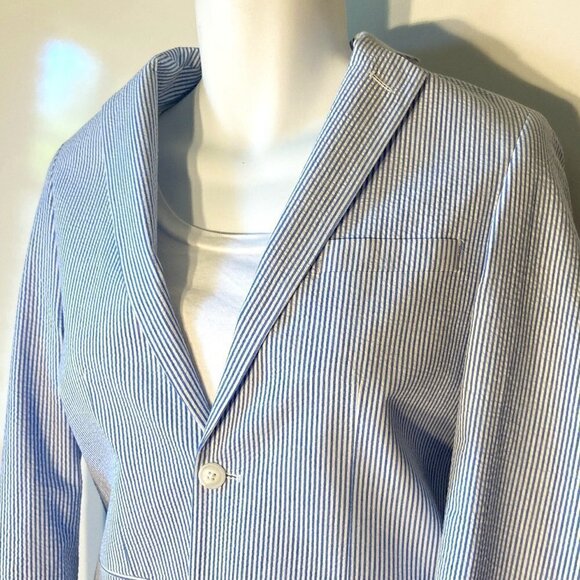Class Club NWT SZ 14/16 Blue & White Tailored Classic seersucker blazer - Picture 2 of 10